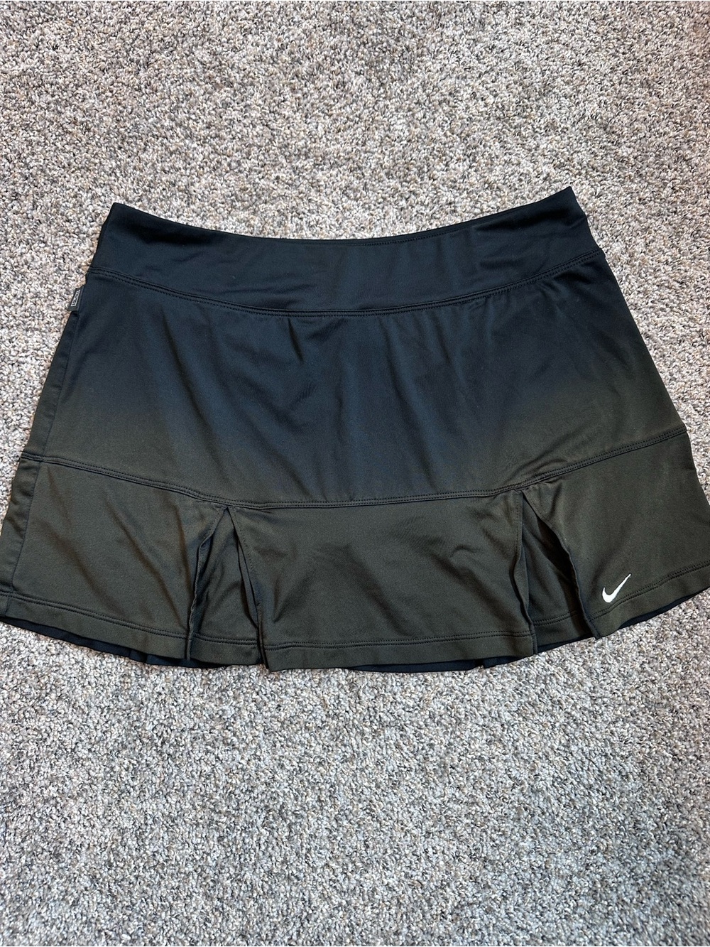 Nike Black and Olive Ombré Pleated Athletic Skort with Swoosh